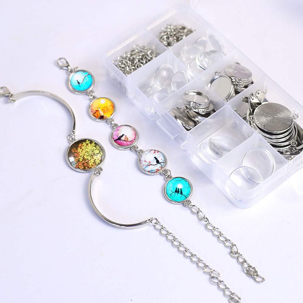 Dahi Bracelet Bezel Settings Cabochon S Settings Round Cabochon Bezel Tray Blank Bangles S For Diy Souvenir Dild Locket Necklace Gift Jewellery Making (Bracelet)