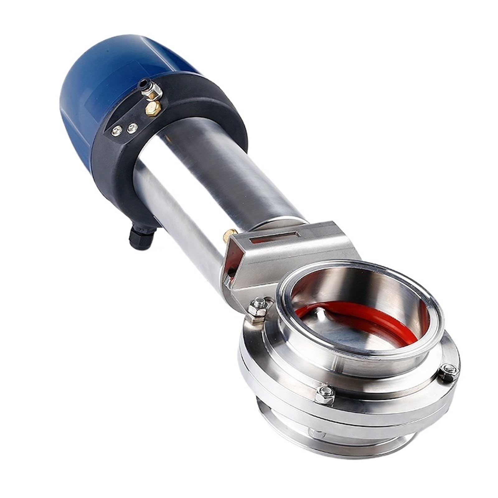 Belovek One Color 1-1/4" Pneumatic Sanitary Butterfly Valve Intelligent Switch Type Clamp Od 50.5Mm Actuator Single Acting Stainless Steel 316
