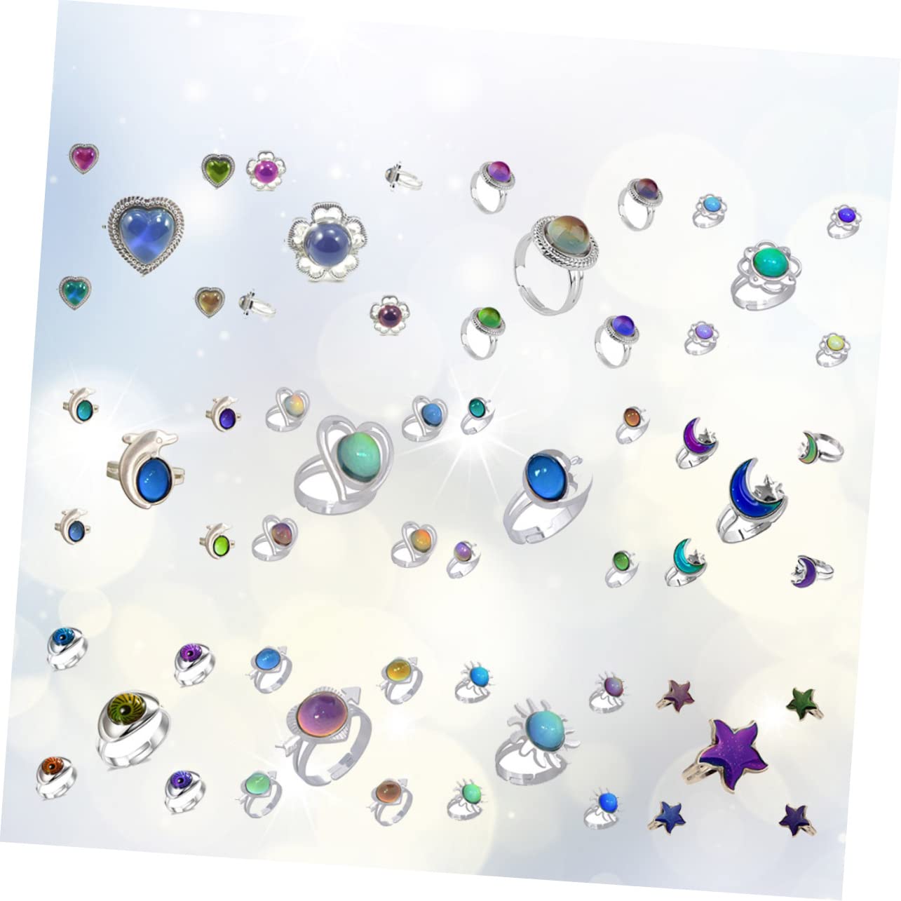 CALLARON Stk Mondgeschenke verstellbare Ringe für Damen kristall offener Fingerring stimmungsverändernder Ring für Kinder Gefühlsring Fingerstimmungsring Spaltring