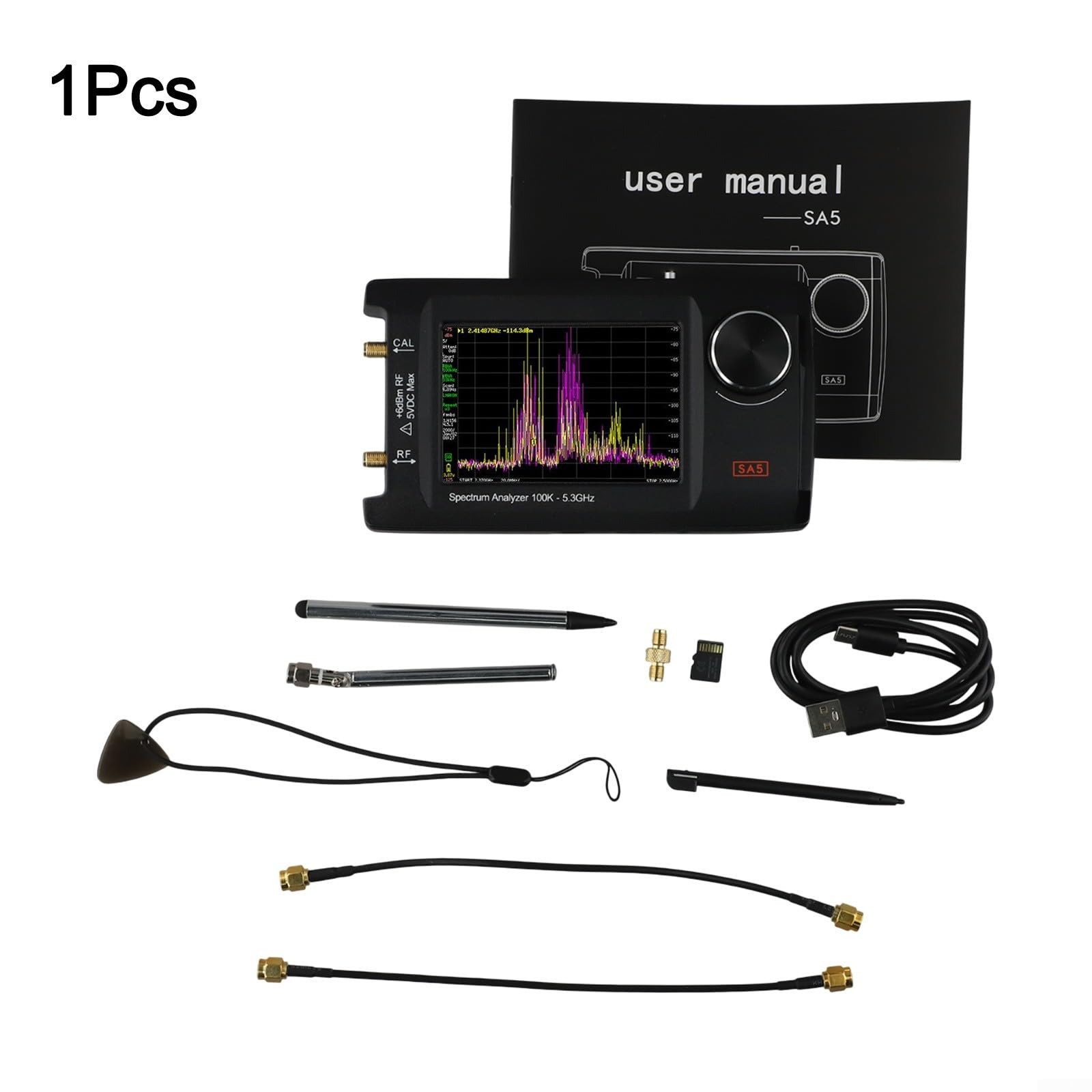 para analizador de espectro SA5 de mano, 100k-5.3GHz IPS LCD multifuncional portátil para pruebas de RF (B)