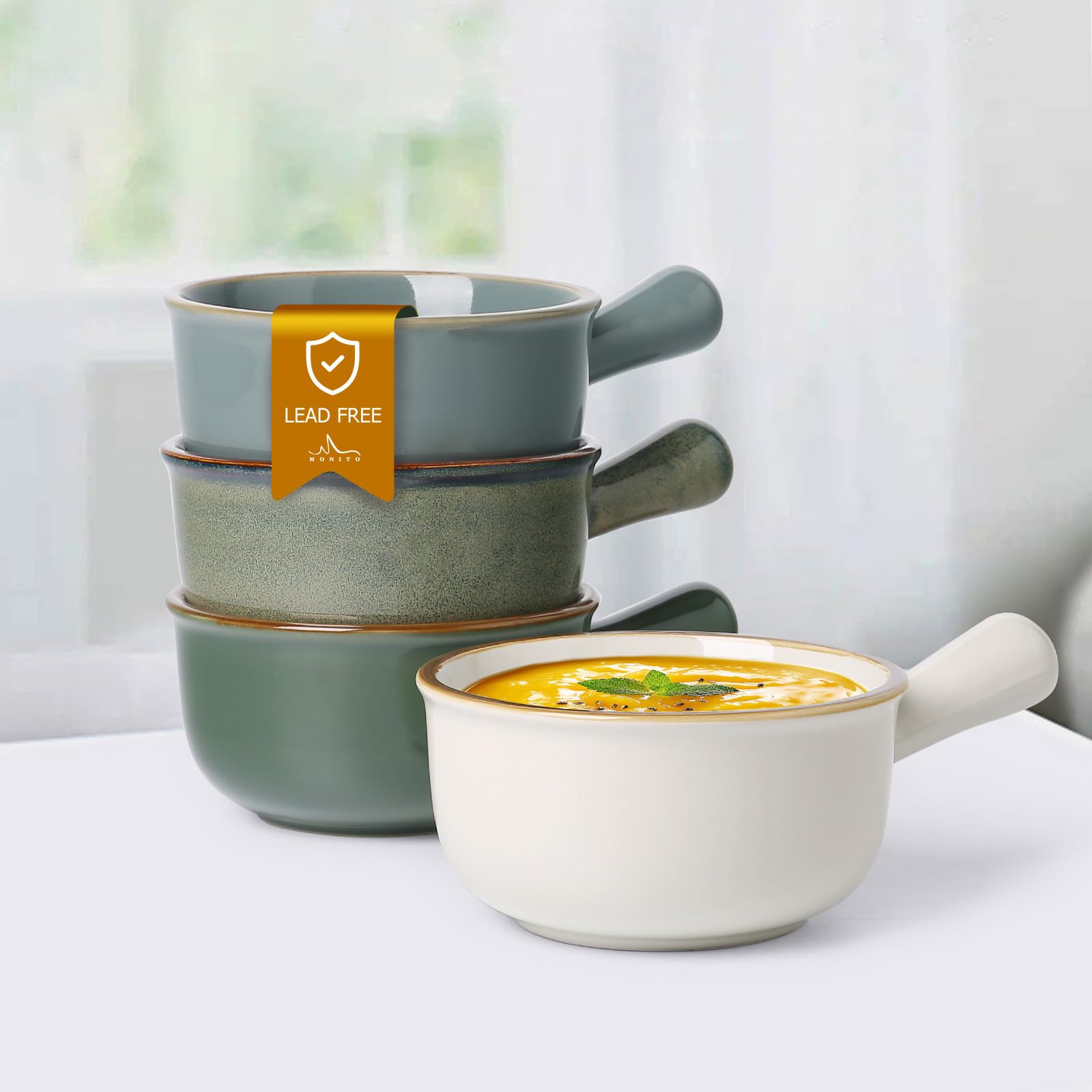 Amazon.com | MONITO 16Oz French Onion Soup Bowls, Ceramic Soup