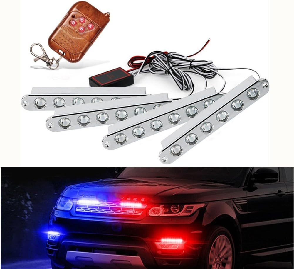 Dealpeak 4x6 LED 12V 5.2" Car Emergency Lights Vehicle Strobe Lights Truck Under Glow Grill Hood SUV Bulb Strips