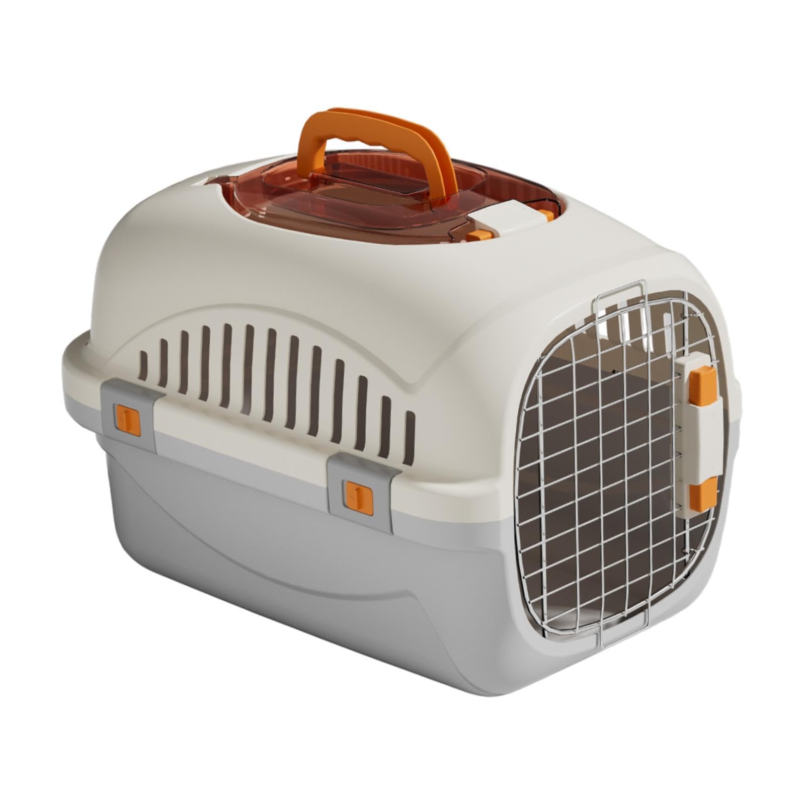 Transportín para Gatos, Caseta Rígida para Perros Y Gatos, Transportín de Viaje Transpirable para Mascotas, Puerta de Alambre para Gatos, Perros Peque, Gris