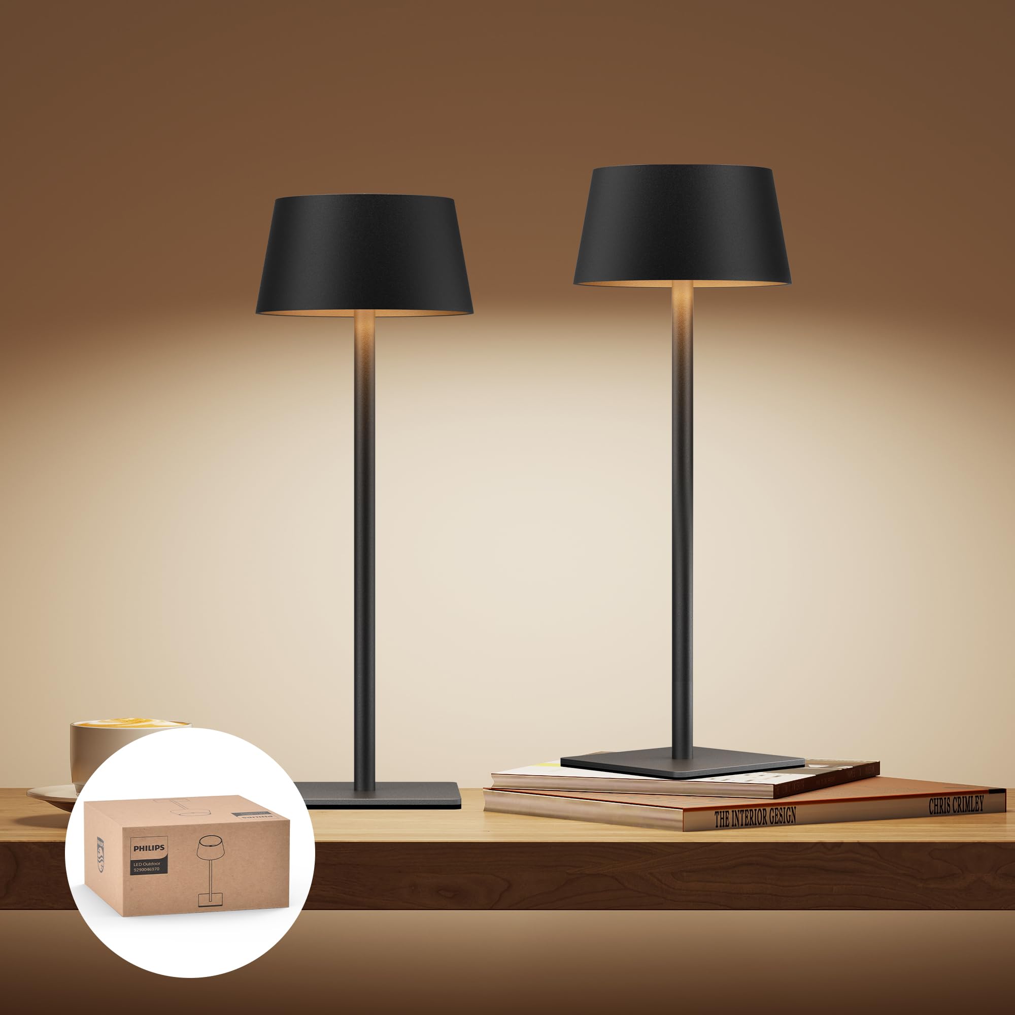 Philips Solar Outdoor Table Lamp, Portable LED Desk Light,Cordless Battery-Operated?2 Adjustable Height, Touch Control & Stepless Dimming Night Light?Waterproof for Garden, Bedroom