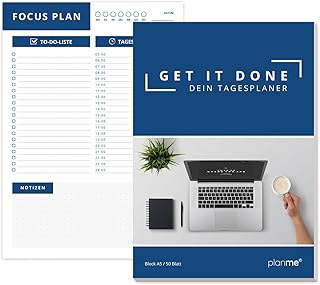PlanMe Tagesplaner A5 Block mit 50 Blatt, Daily planner mit To do Liste für die Schulsachen. Auch als Produktivitätsplaner...