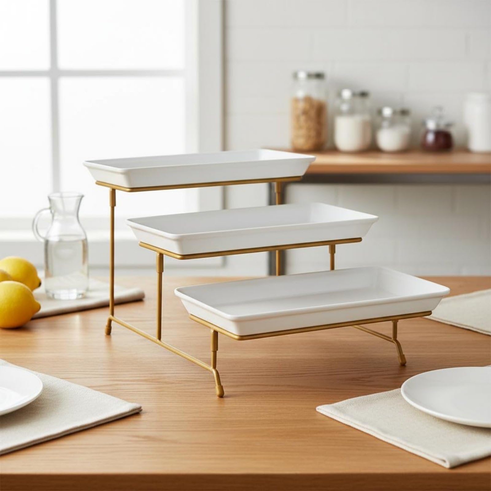 Qianly 3-stufige Etagere stabil Dessertständer mit 3 Ebenen platzsparend Cupcake-Turm für Party , Weiß, Schwarz , 17 Zoll Schwarz