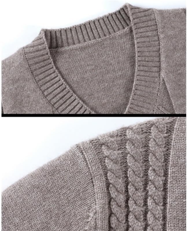 Men's V-Neck Pullover Knitted Base Sweater Slim Fit Men Retro Casual Sweaters