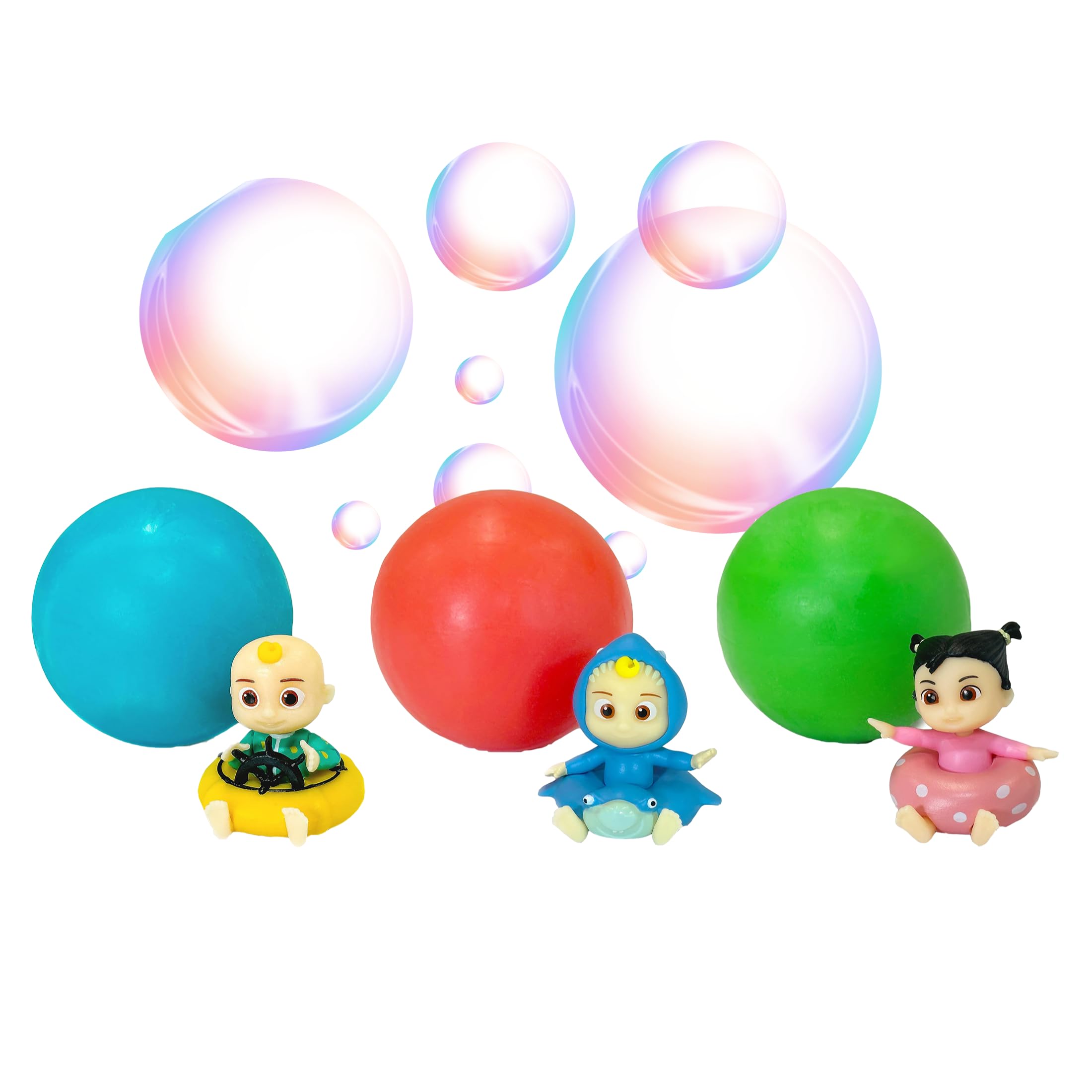 Cocomelon: Kids Soap Balls with Toys Inside — 3pk Includes Ducky JJ, Captain Tomtom, & Dino Cody, Fun Pack from Cool Clean Toys