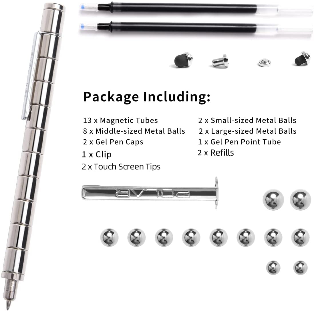Wielofunkcyjny długopis magnetyczny, zabawka Fidget Pen, biurkowa zabawka antystresowa, która może być przekształcona w różnorodne kreatywne spędzanie wolnego czasu dla dorosłych i dzieci (srebrna)