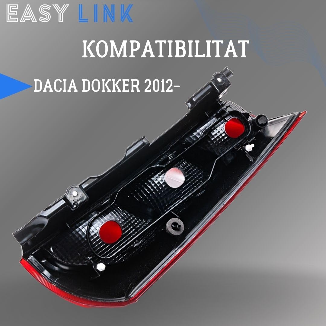 Feu arrière gauche compatible avec Dacia Dokker 2012 - E-Prüf 265551619R 265556730R