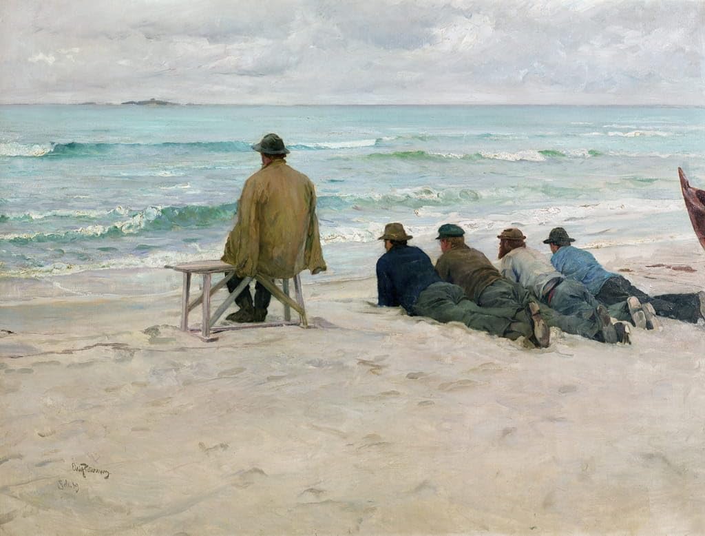 Lienzo de pared Murales de guardia de Hjalmer Eilif Emanuel Peterssen, 60x90cm para salón 5