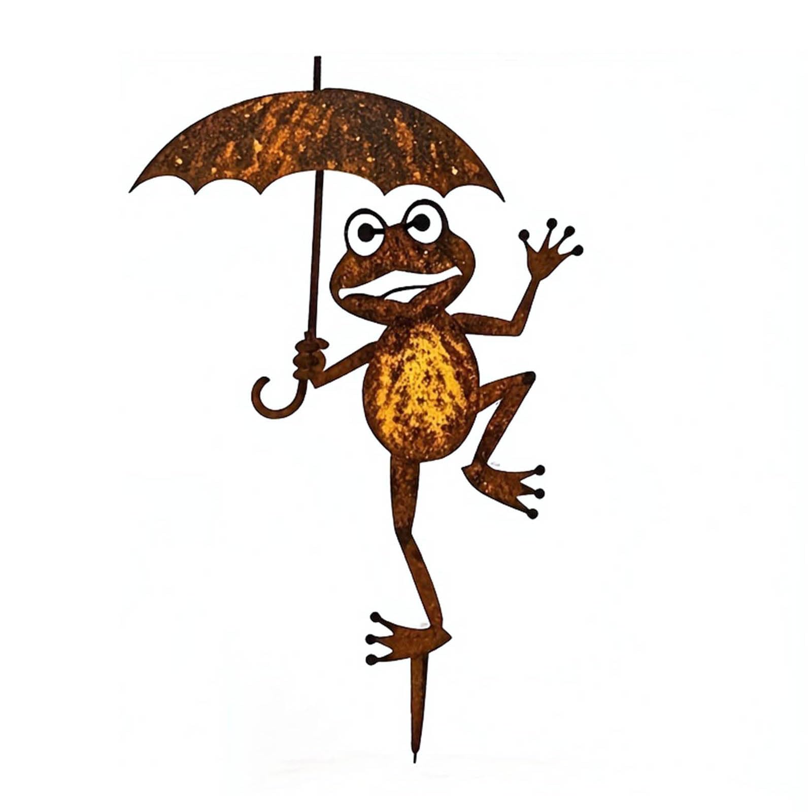Rusty Metal Frog Garden Stakes, Weather Resistant Iron Frog Silhouette Garden Stake, Classic Rustic Outdoor Decor for Flower Beds, Planters, Balcony, Yard and Landscape Enhancement, 12.99 Inch