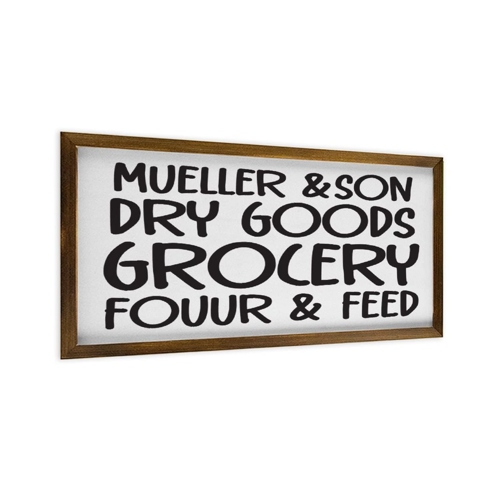 by Unbranded Mueller & son Dry Goods Grocery Fouur & Feed Farmhouse Wanddekoration Schilder mit Sprüchen rustikaler Holzbilderrahmen dekoratives Schild 30,5 x 55,9 cm