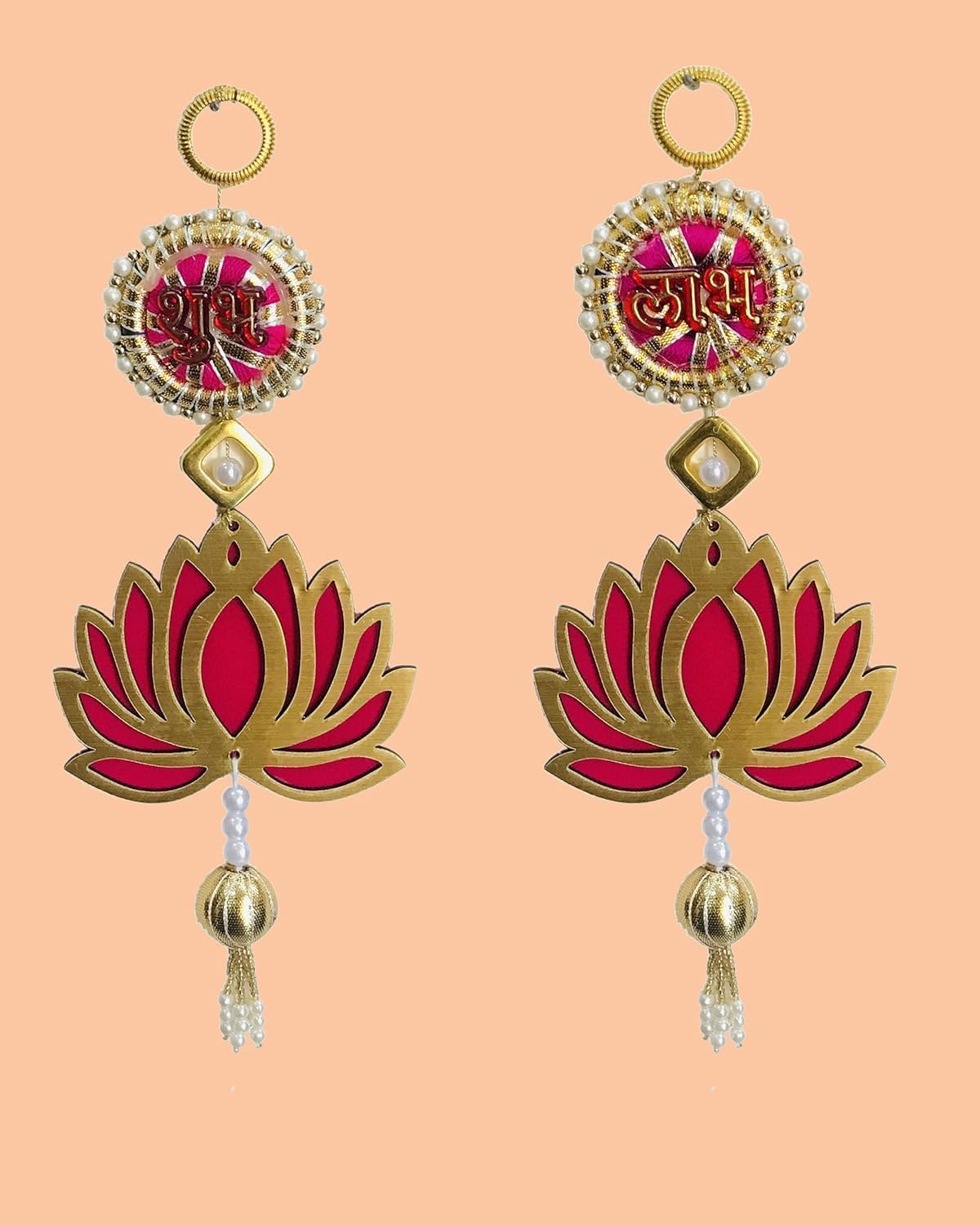 JVNX Handmade Decorative Subh Labh Toran Latkan for Home & Festival Decor | Traditional Door Hanging for Pooja Room & Entryways | Multicolor, Set of 2