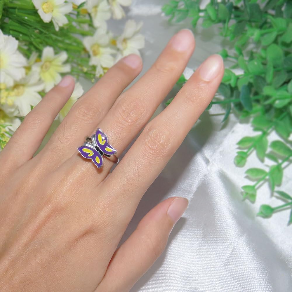 Butterfly Fidget Spinner Anxiety Stress Relief Color Change Mood Ring for Women Size Adjustable - Image 4