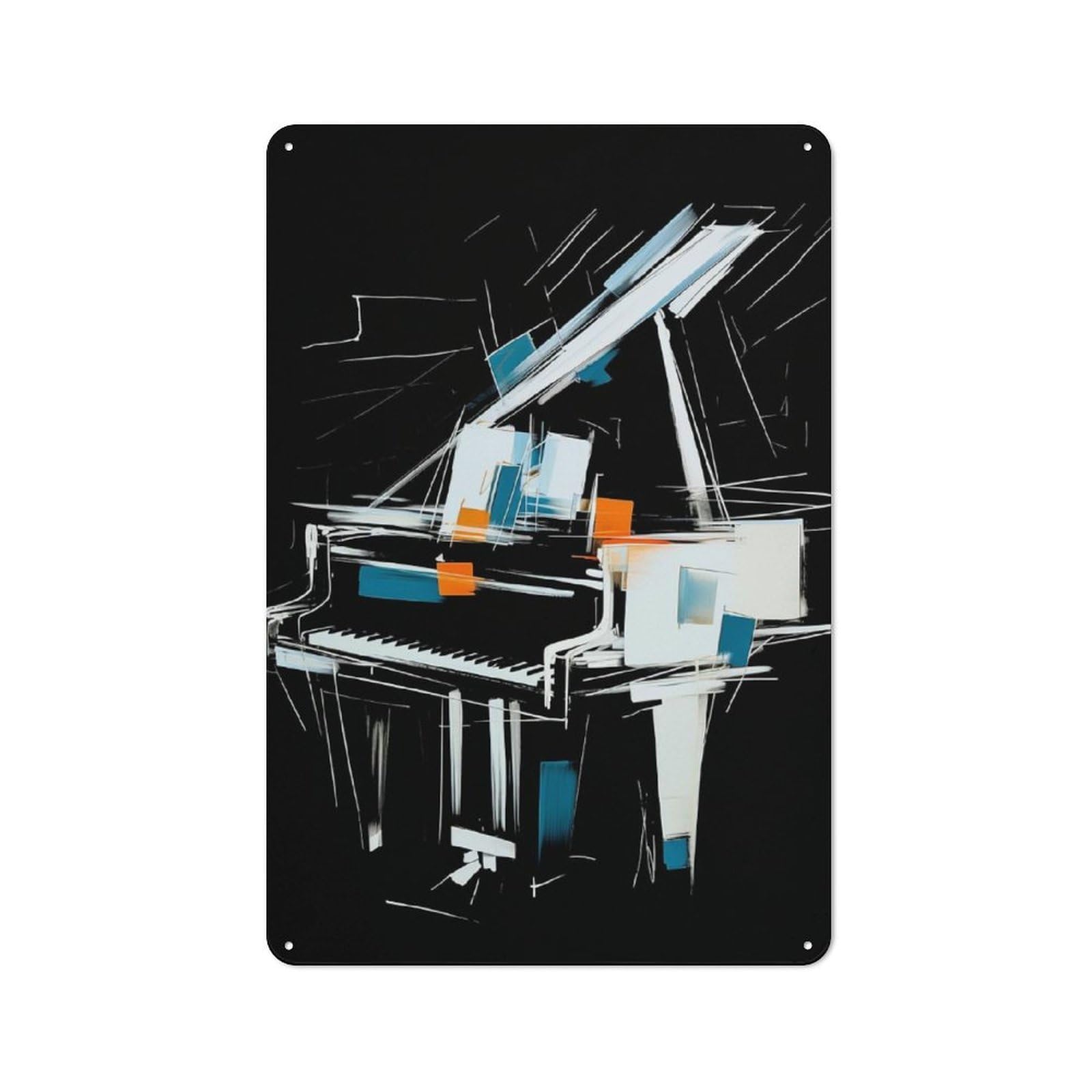 Junmoney Abstract Piano Retro Metal Wall Sign 30X20cm Featuring For Hallway Wall, For Garage, Workshop And Man Cave Decoration