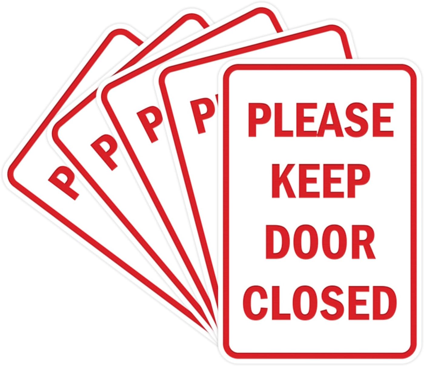 Signs ByLITA Portrait Round Please Keep Door Closed Sign with Adhesive Tape (White/Red) - Medium (5 Pack)