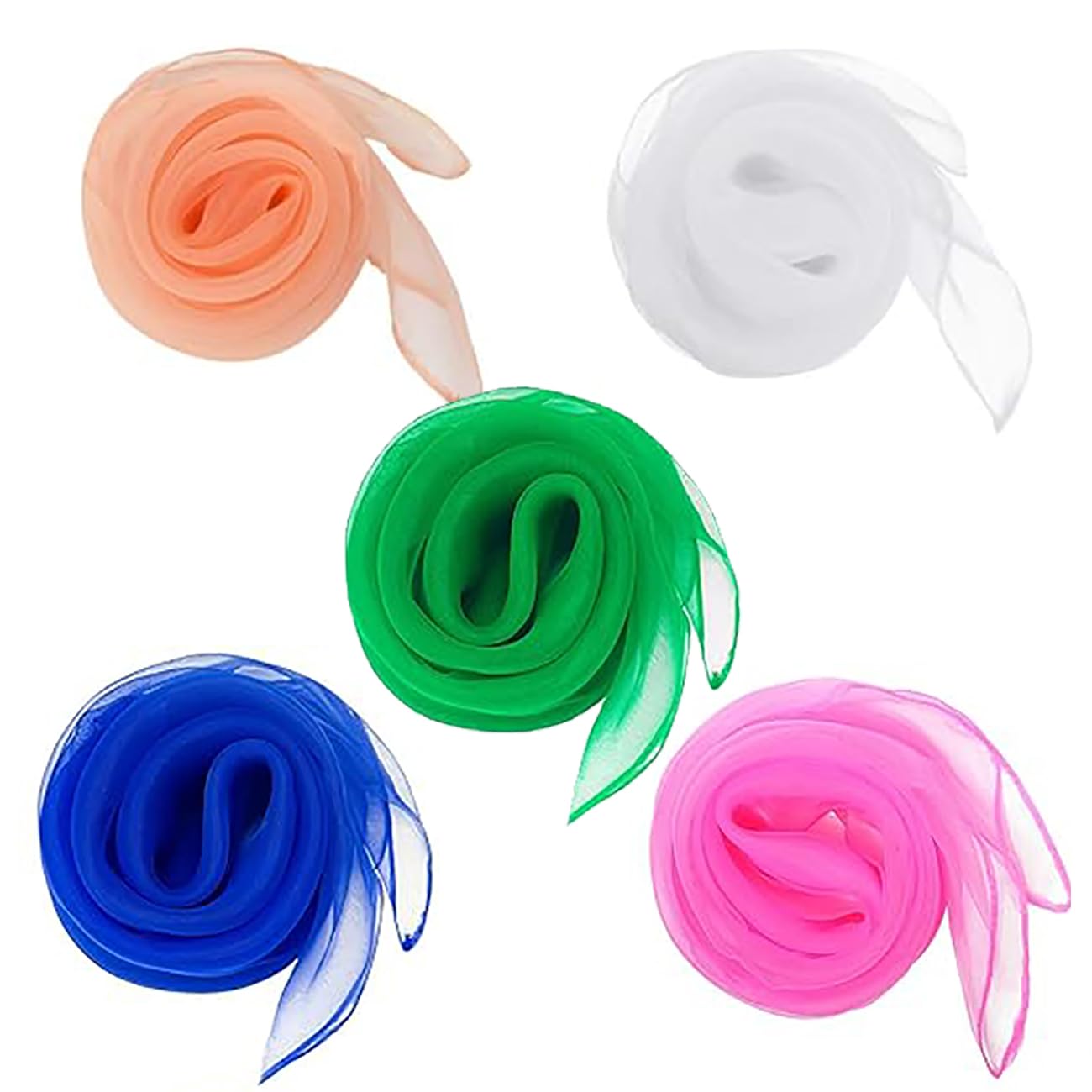 Generic5 Pieces Square Dance Scarves, Juggling Scarf Props Magic Trick Silk Scarves Music Movement Scarves Performance Props Accessories, 5 Colors