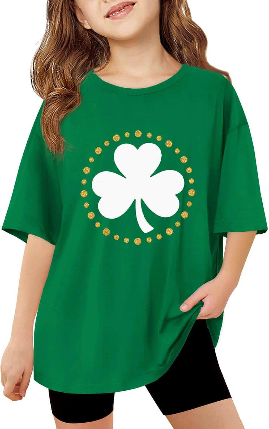 Haloumoning Girls Short Sleeve T Shirts Kids Summer Oversized Tops Casual Crewneck Basic Tees 5-14Y