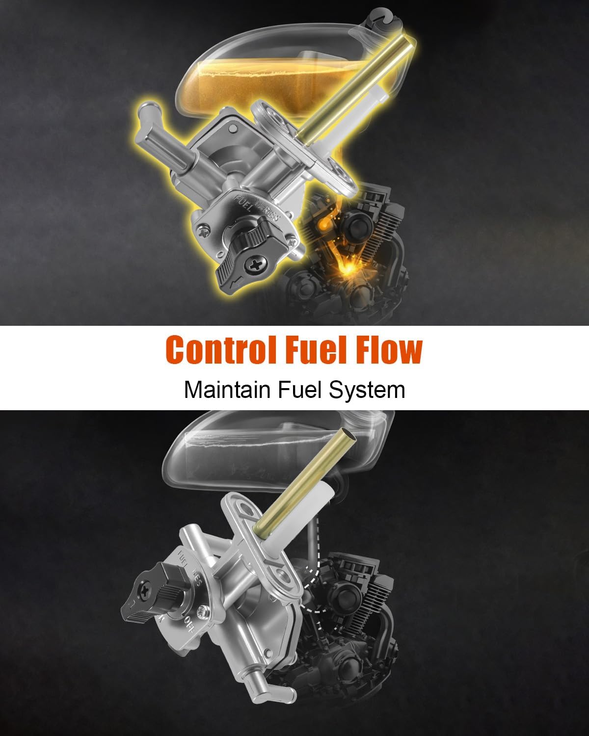 Fuel Valve Petcock Fit for Suzuki LTA500 LTF500 Vinson 500 2002 2003 2004 2005 2006 2007, Shut Off Gas Tank Switch Replace 44300-03G02