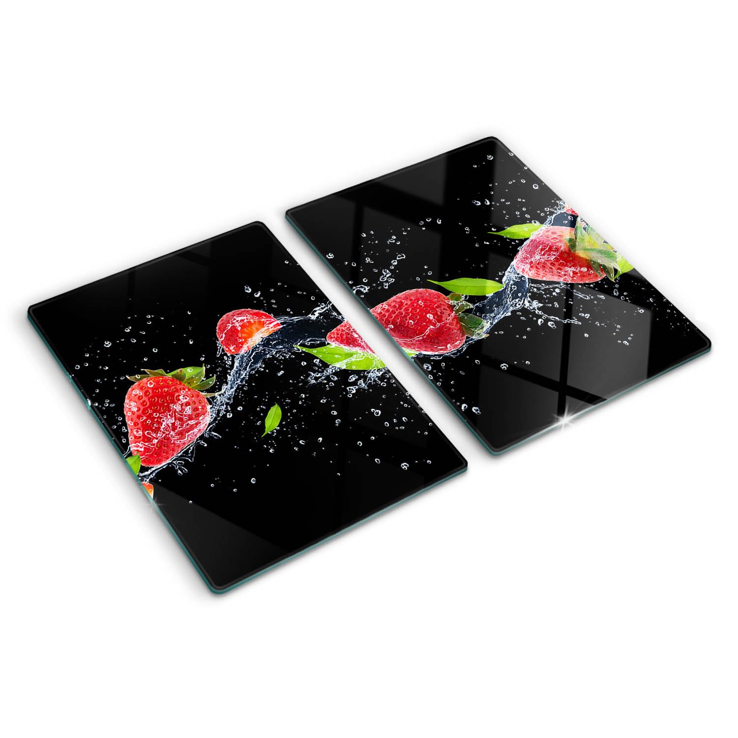 Planche de cuisine en verre 2x40x52 cm aux bords polis motif fraises