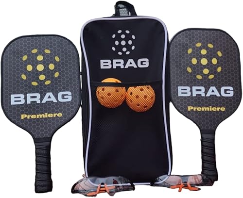 Juego de 2 palas de pickleball, 2 bolas, 2 gafas de seguridad y una funda de transporte palas de fibra de carbono
