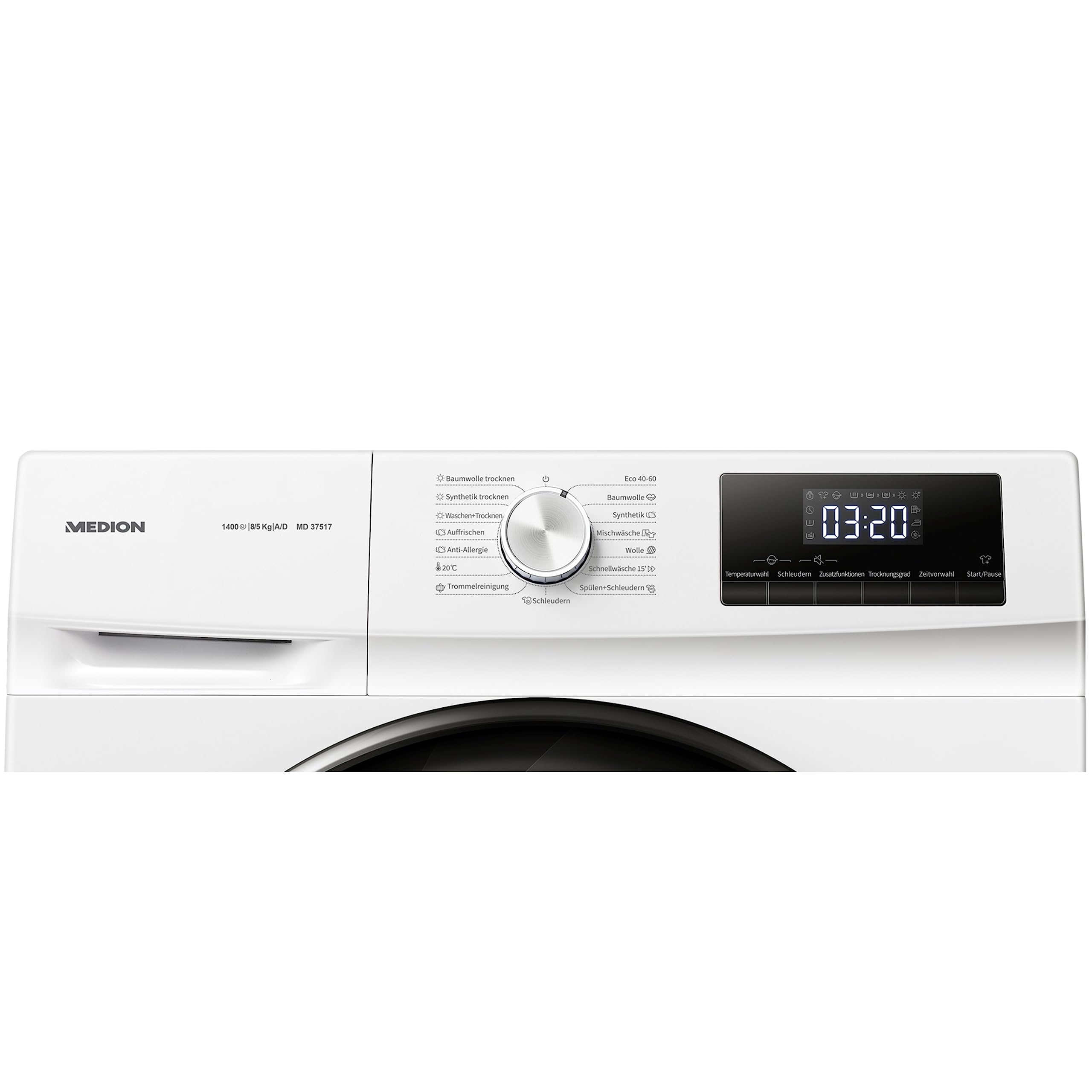 MEDION Waschtrockner 8kg 1400 U/Min 15 Programme LED Anzeige Eco-Logic System Startzeitvorwahl
