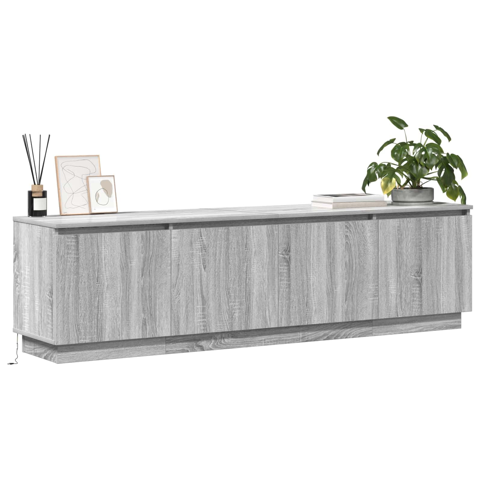 Mueble para TV de 180 x 38 x 49 cm gris Sonoma con LED