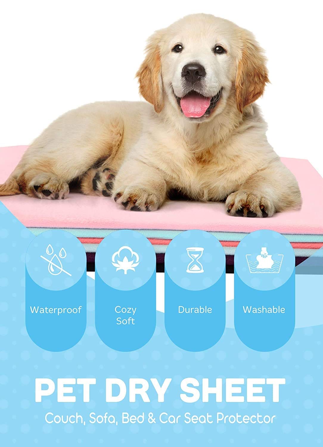 TAIYO PLUSS DISCOVERY® Reusable Washable Pee Pads-Puppies (50CMX70CM) Doggo Pluss Discovery, Hygenic Pet Dry Sheet-Puppy Crate Training & Car Seats Protector for Dogs, Cats & All Pets (Medium) (Pink) 1