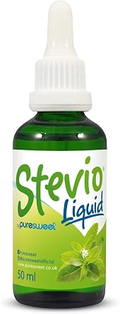 Stevio  Stevia Liquid Drops 50ml, Pure Stevia, 100% Natural, Zero Calorie Sweetener, Diabetic and Keto Friendly, Glass Bottle.