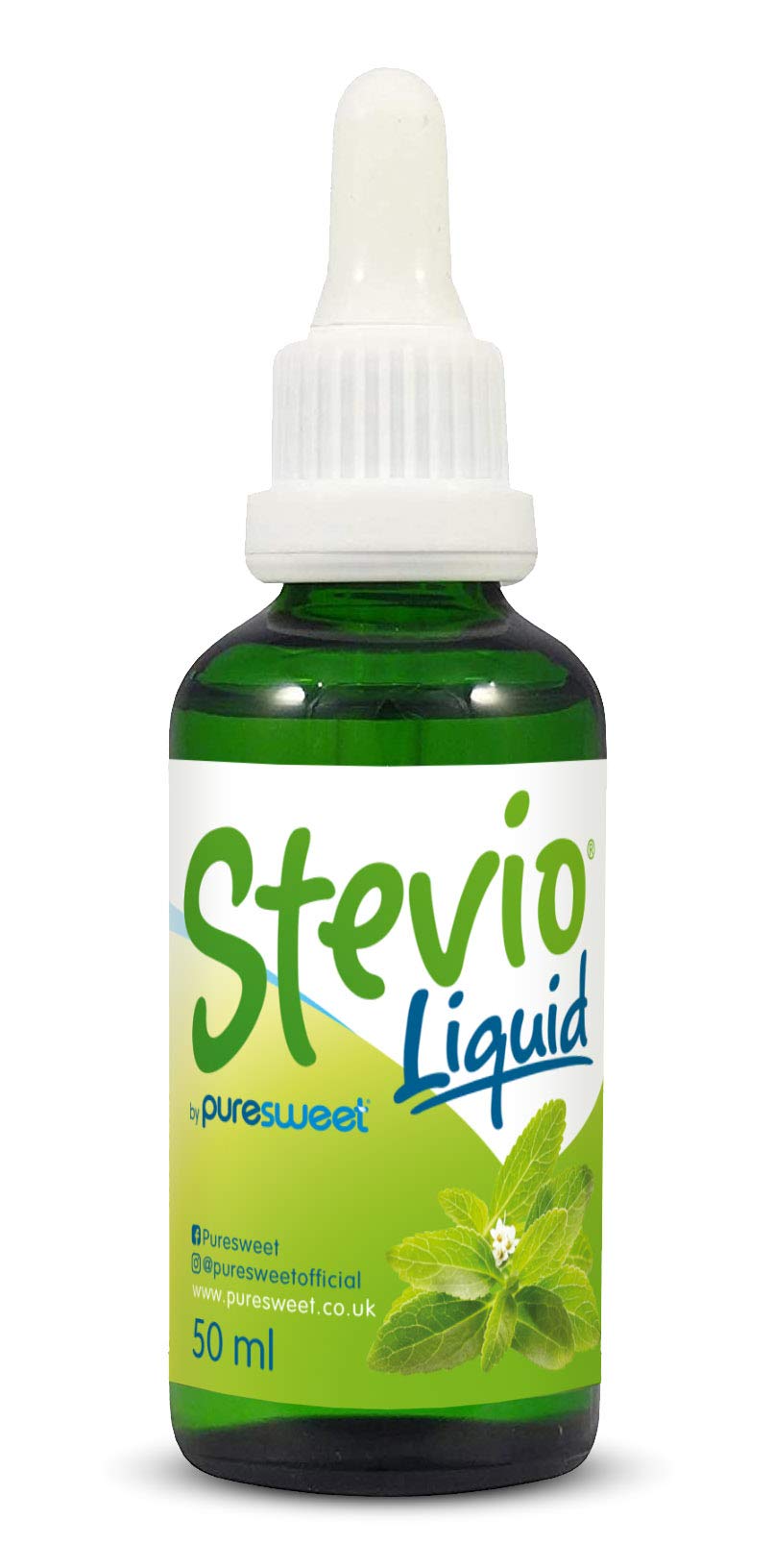 Stevio® Stevia Liquid Drops 50ml, Pure Stevia, 100% Natural, Zero Calorie Sweetener, Diabetic and Keto Friendly, Glass Bottle.