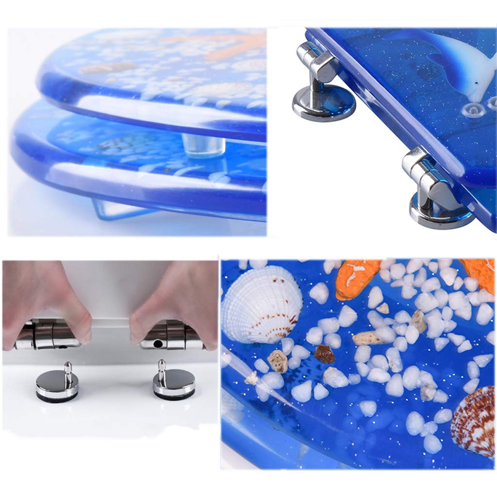 Ocean Series WC-Sitz aus Harz, mit Delfin, Seestern und Hummer, strapazierfähig, perfekt für ovale Toiletten, Weiß