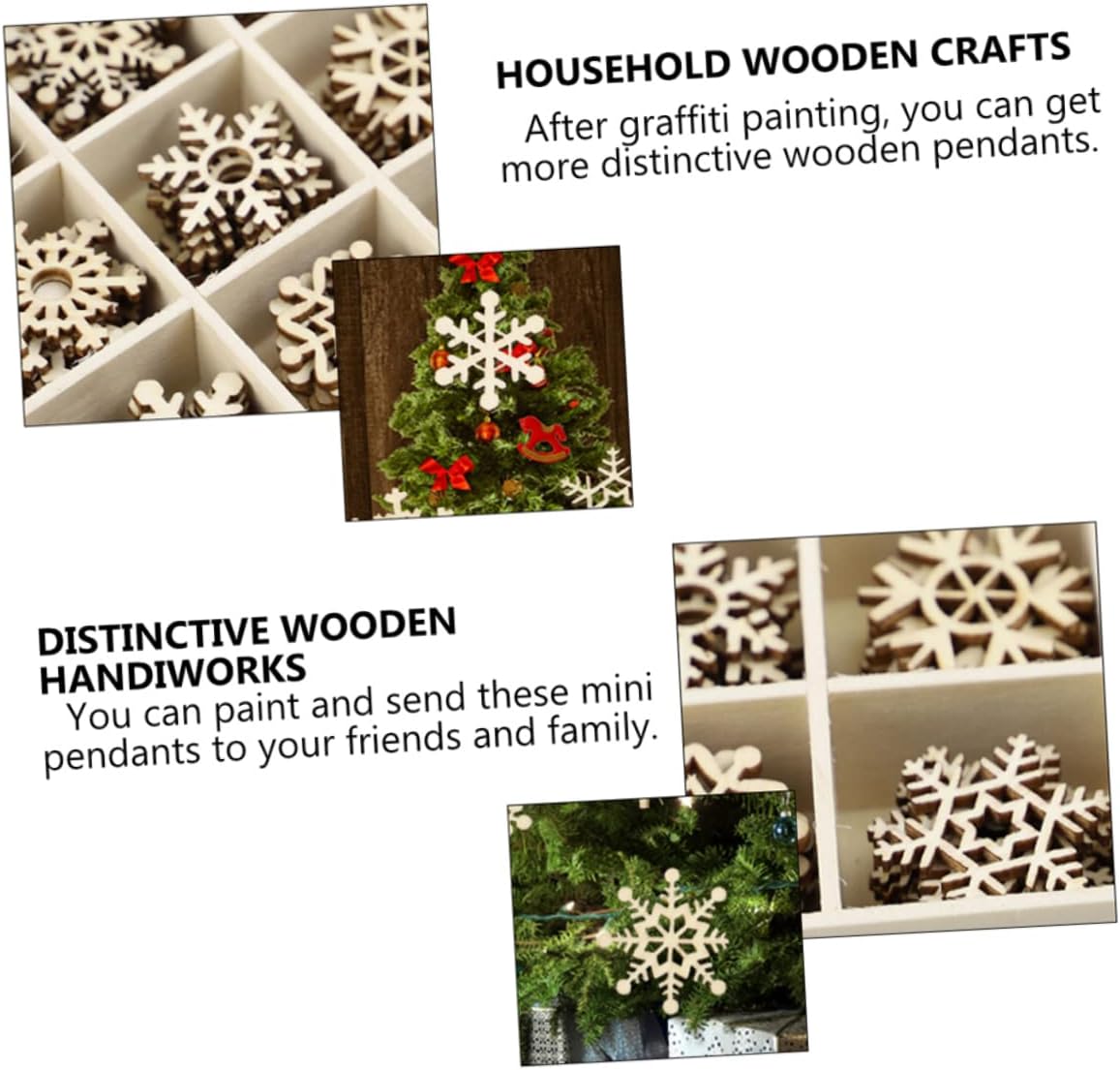 72pcs Wooden Snowflake Ornaments Craft Compartments for Christmas Decoration Unique Festive Pendants for Home and Tree Decor