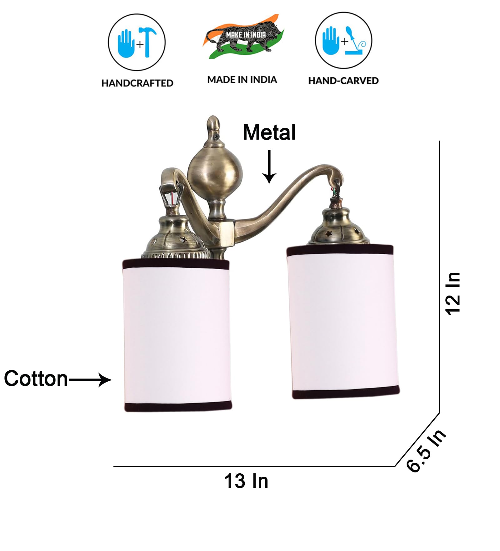 Devansh Dual Golden Antique Black & White Shade wall décor wall Hanging Light Vintage wall Lamps Decorative lamp Traditional wall lamp 4