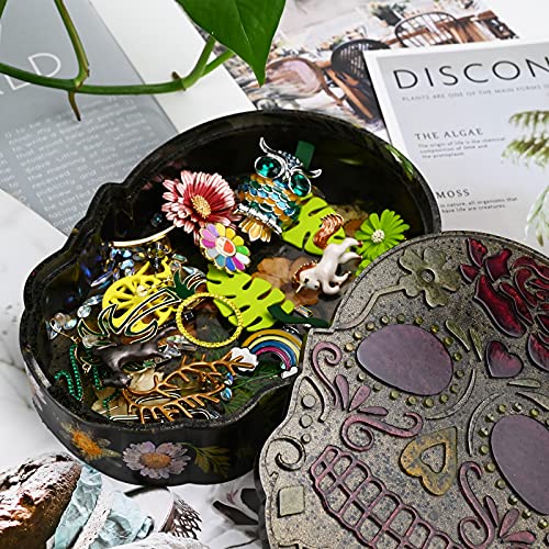 Skull Box Mold For Resin,Large Skull Jewelry Box Resin Mold Silicone,Halloween Skull Storage Box Epoxy Casting Mold With Lid For Diy Jewelry Container Candy Box #TOP5