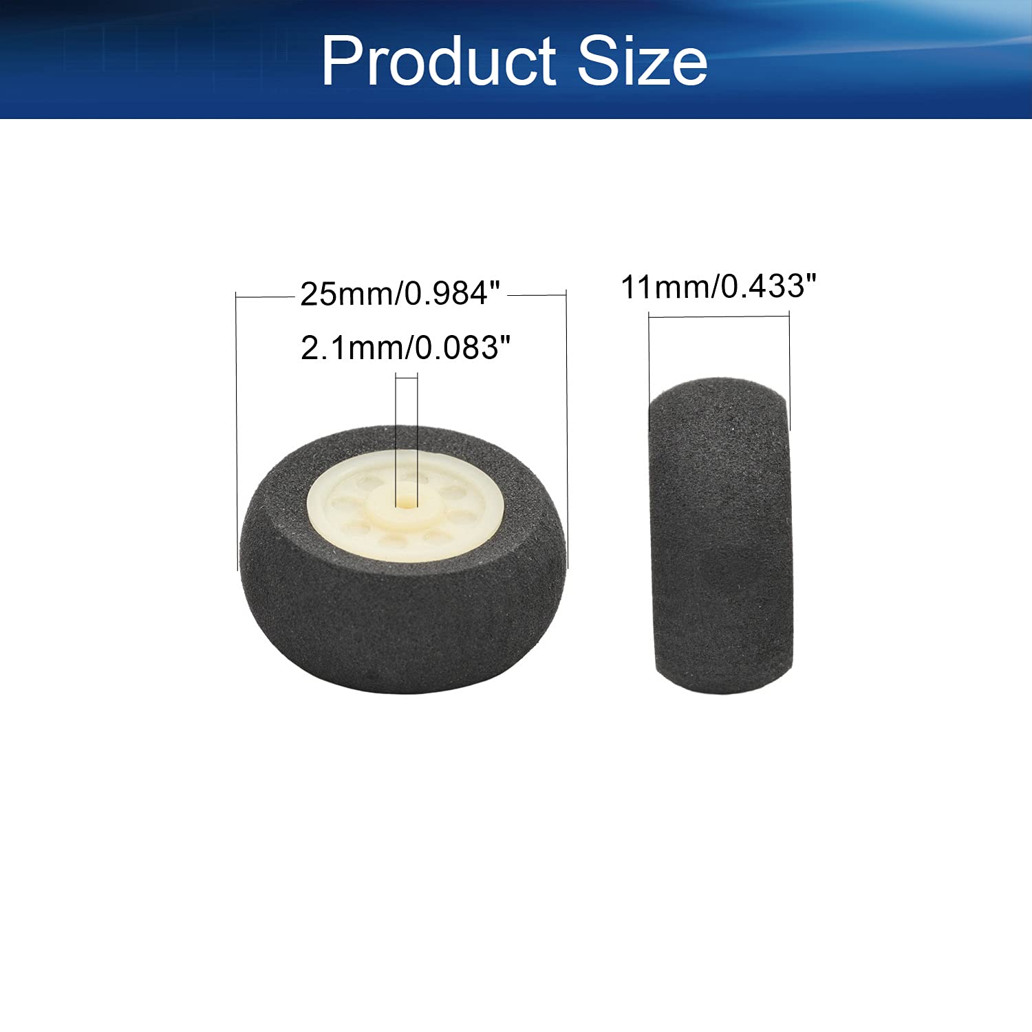 Heyiarbeit 4pcs 25mm Dia Foam Wheel Replacement Wheel Black and White