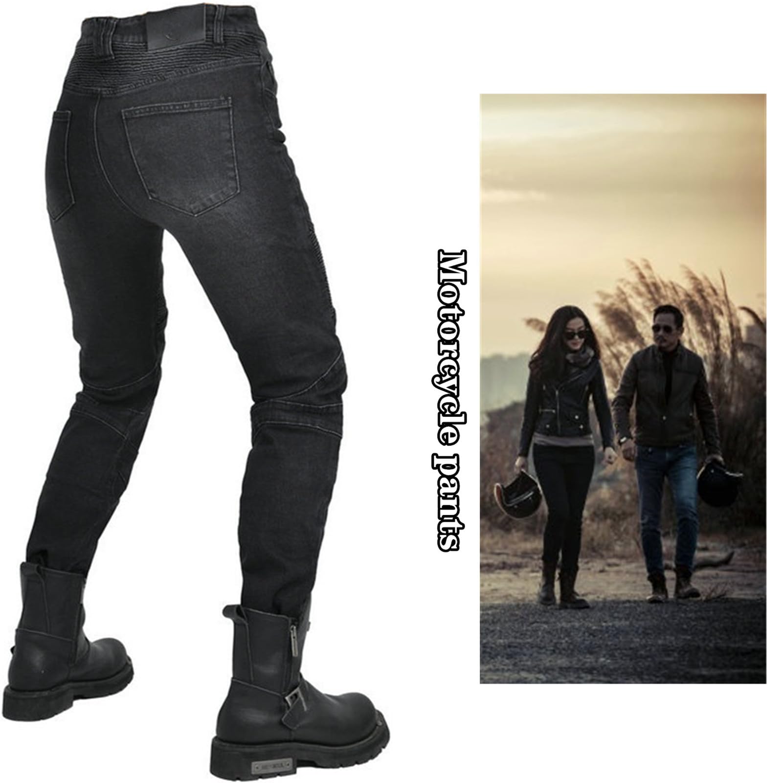Herren/Damen Slim Fit Motorrad Jeans Mit Protektoren Knie Und Hüftprotektoren Stretch Slim Fit Denim Motorradhose Cargo Motorradjeans Schutzhose Biker Pants