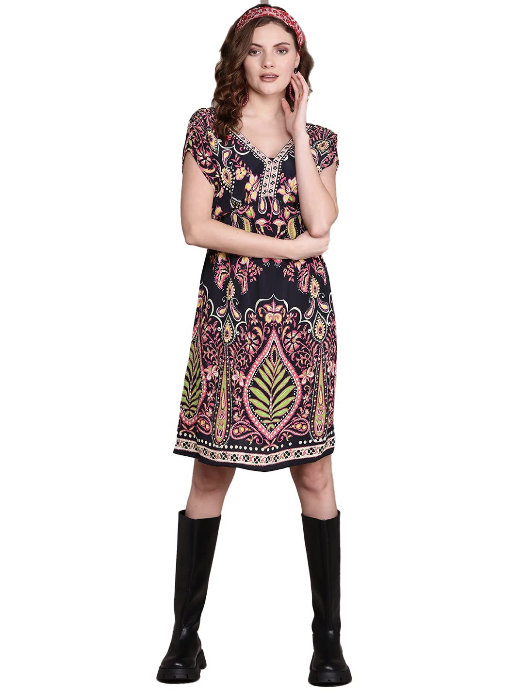 Label RITU KUMAR Women's Black Knee Length Dress