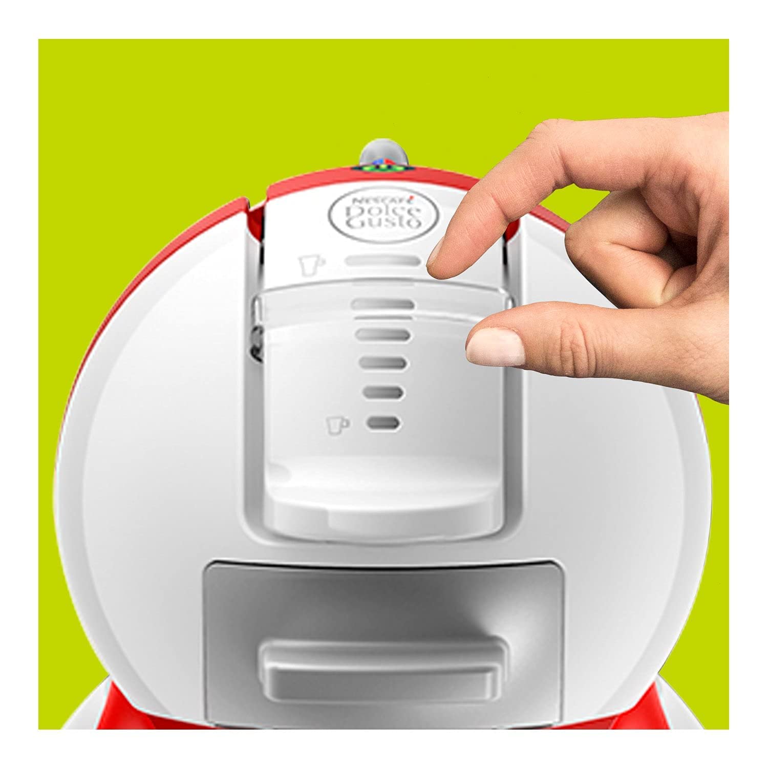 NESCAFÉ DOLCE GUSTO Mini Me EDG305.WR - Cafetera automática de cápsulas, 15 bares de presión para bebidas frías y calientes. 0.8 l. Color blanco y rojo