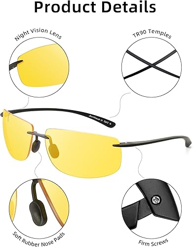 Miniatura 8 de JIM HALO Lentes de sol deportivos para hombres y mujeres, TR90 sin montura para correr, pescar, ciclismo, conducción