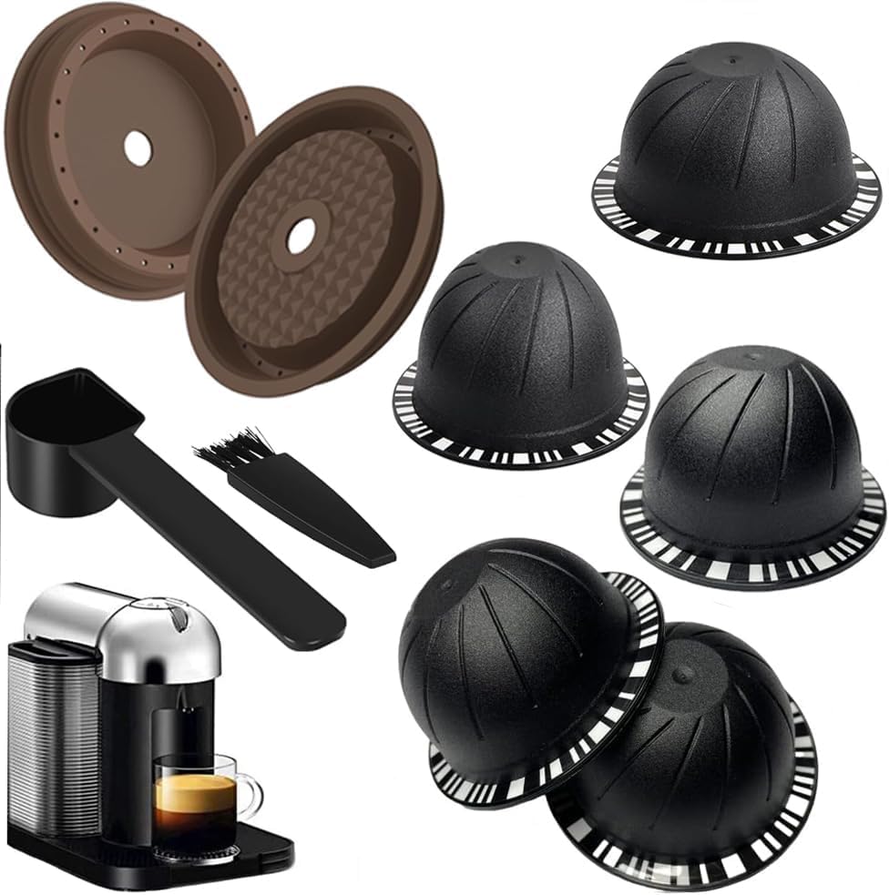 Miniatura 2 de 5 cápsulas de café reutilizables Vertuo, cápsulas de café recargables, compatibles con máquina de café Nespresso Vertuo, con 2 cápsulas de café