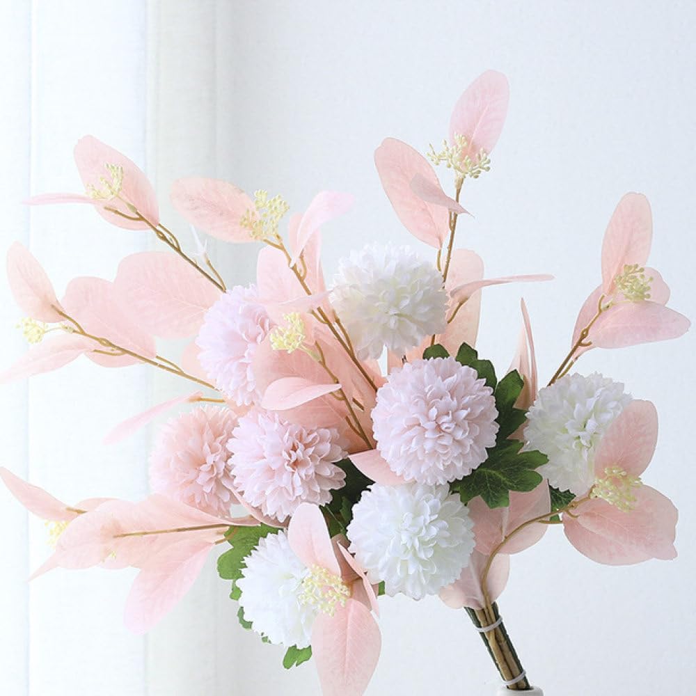 Hortensia en soie artificielle LVTFCO avec tiges et feuilles pour décoration de mariage, lot de 2