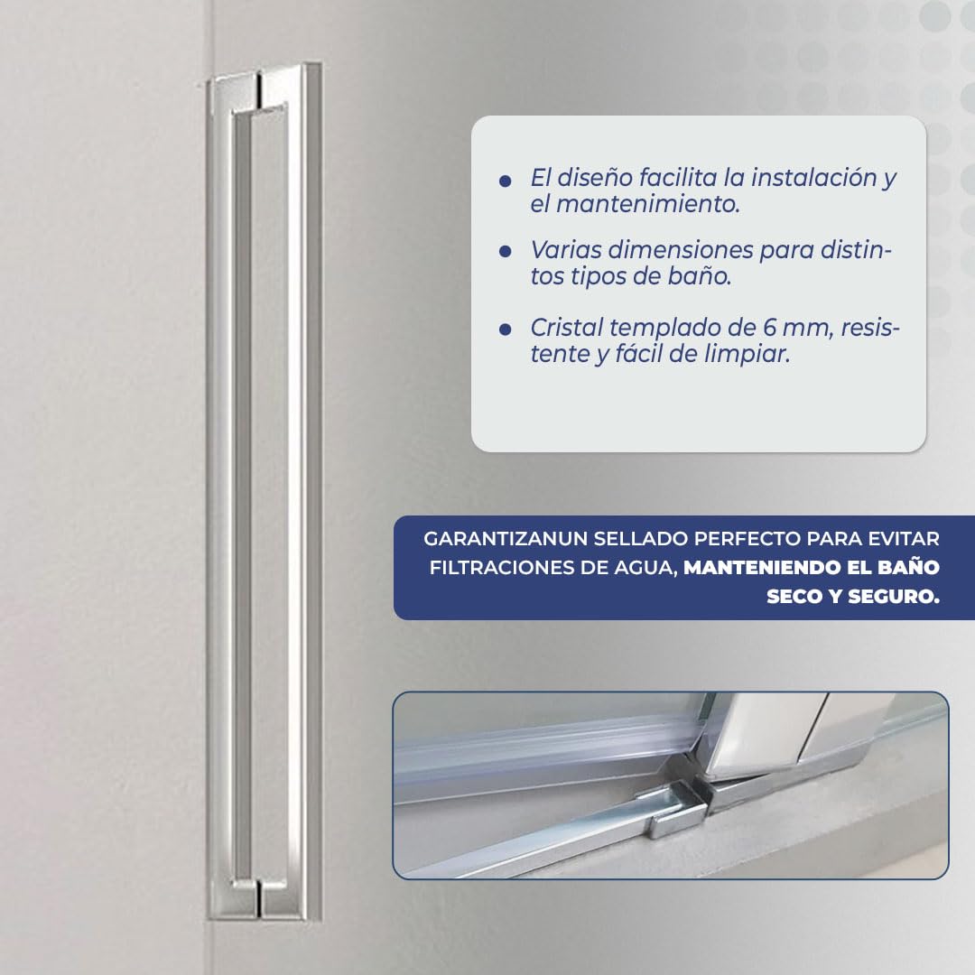 Mampara de ducha, fijos y abatibles combinables OPEN COMBI E | Cristales templados antical de 6 mm | Altura 195 cm | Perfilería aluminio (20+50/68,6-72,6 cm)