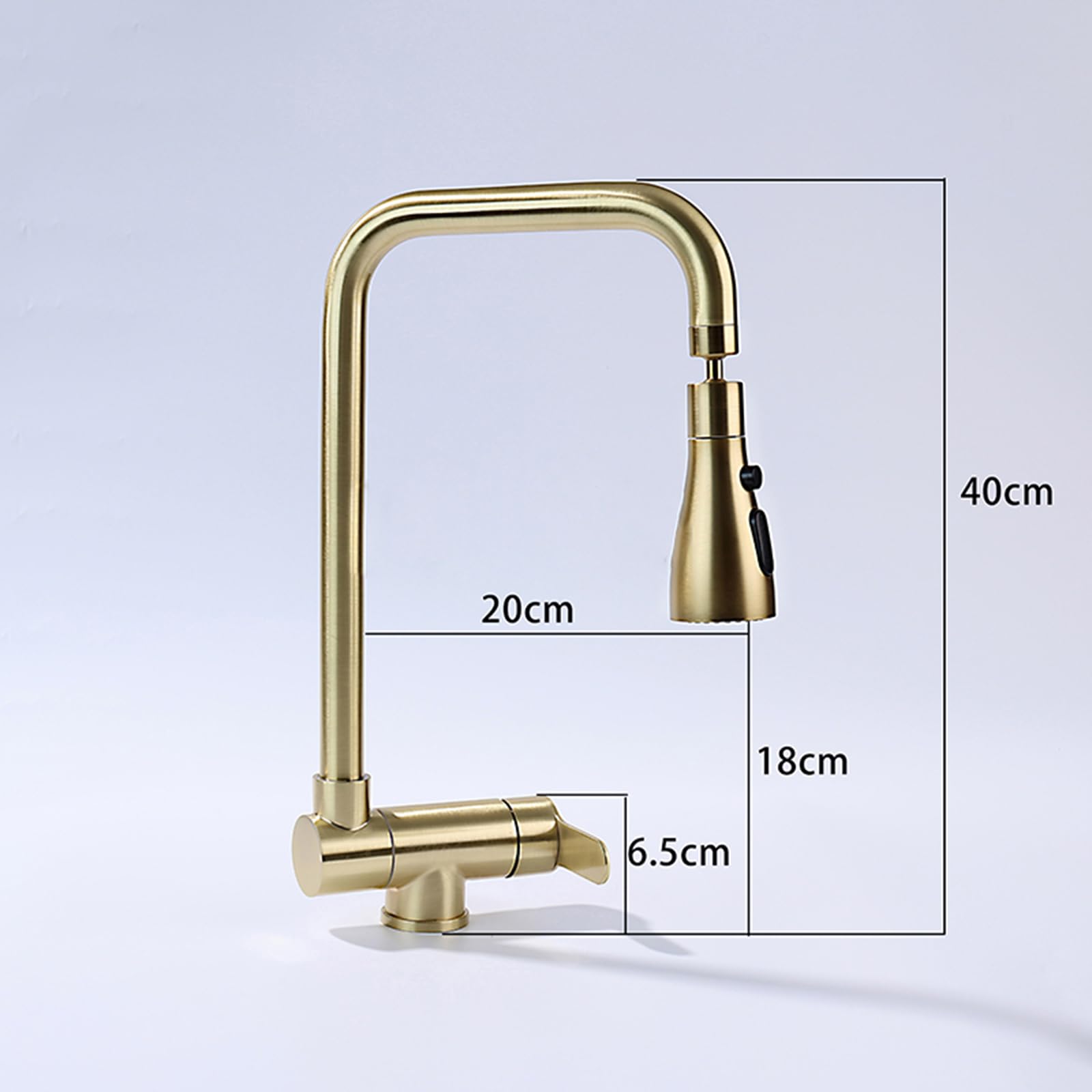 XJTNLB Robinet Cuisine Rabattable Or Brossé en L Robinet Cuisine Rabattable sous Fenetre Mitigeur Évier Une Seule Poignée-3 Modes