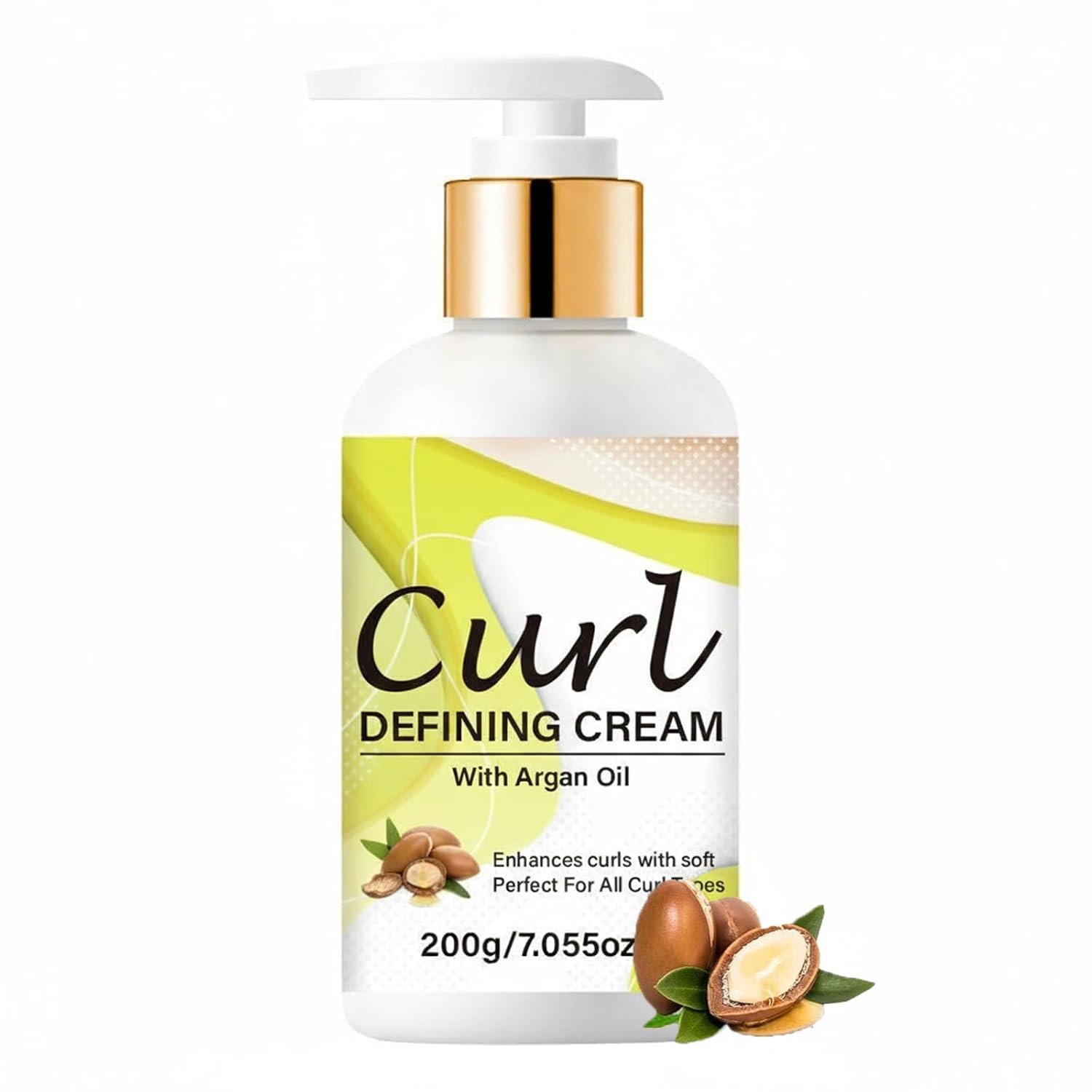 Curl Defining Cream,Argan Oil of Morocco Curl-Defining Styling Cream | Coily, Curly, Wavy | For Frizz Control & Detangling, Moisturizes and Defines Curls, Enhances Waves and Curls (1pcs)