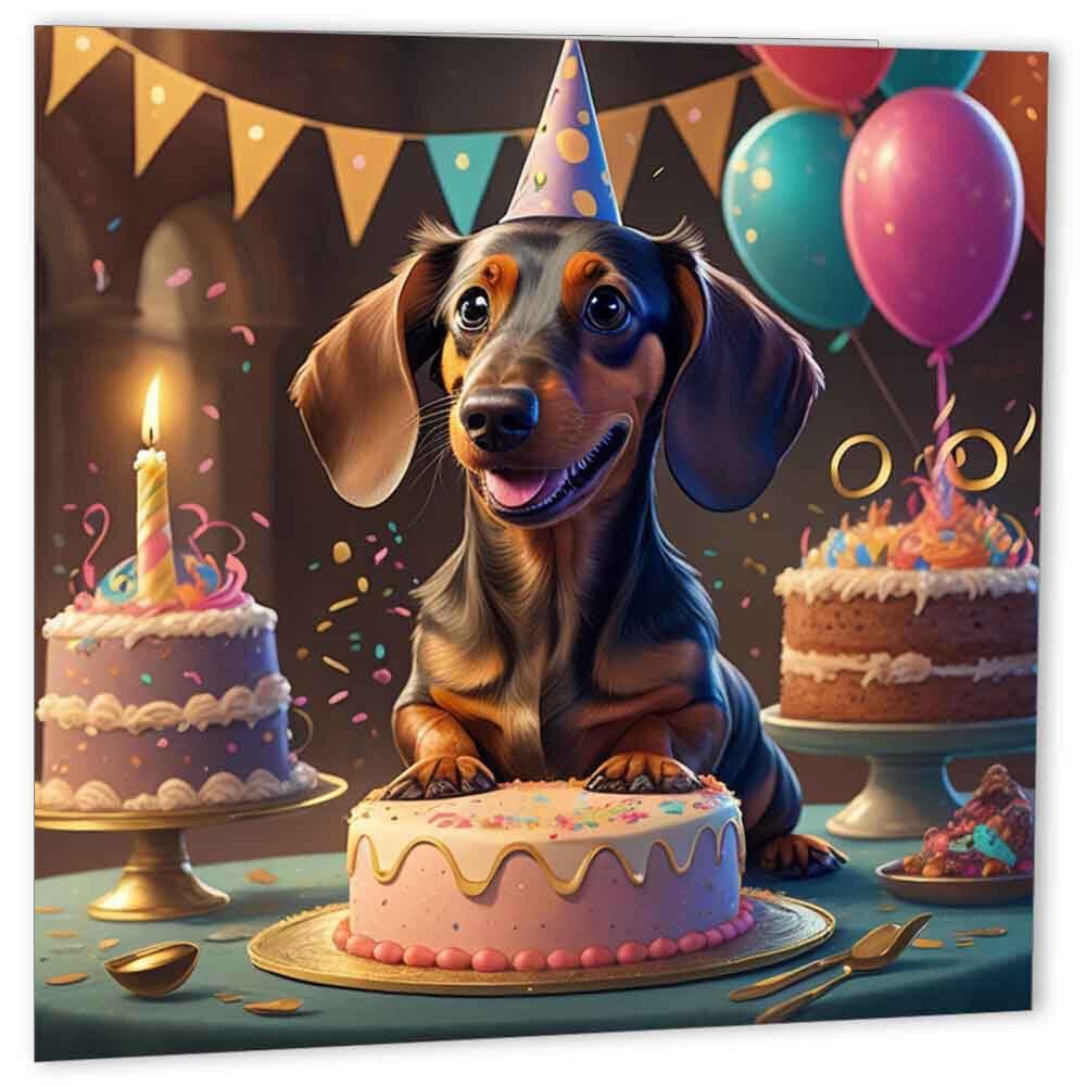 Cute Sausage Dog Birthday Card Dachshund Birthday Card Adorable 147 x 147mm