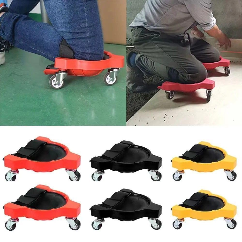 HEYOUTH Genouillères à Roulettes,Genouillère Travail,Genouillère Carreleur,rotation à 360°,pour Construction/Jardin/Sol/Peinture/RéParation et Entretien Automobiles (Rouge)