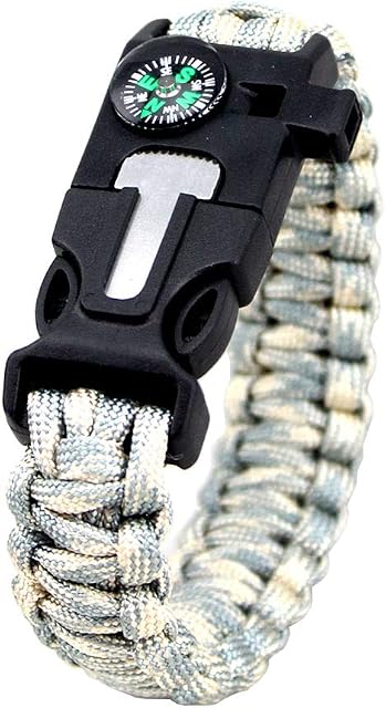 MansWill Survival Bracelet, 5 in 1 New 7 Core Paracord Emergency Sports Wristband Gear Kit Waterproof Compass, Rescue Whistle, Fire Starter Multi-Tool Wilderness Adventure Accessories