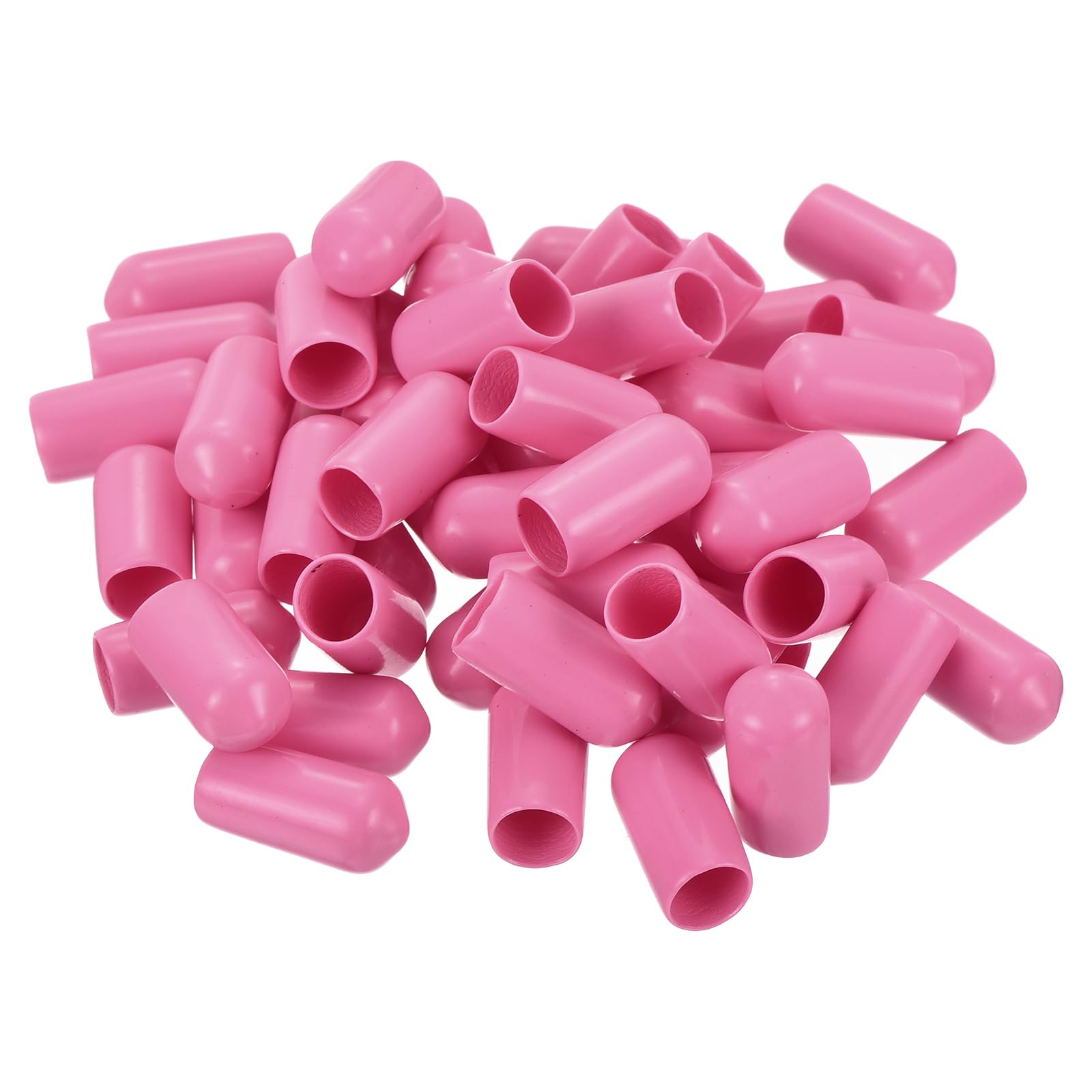 uxcell 100pcs Rubber End Caps 7mm ID Vinyl PVC Round Tube Bolt Cap Cover Screw Thread Protectors Pink