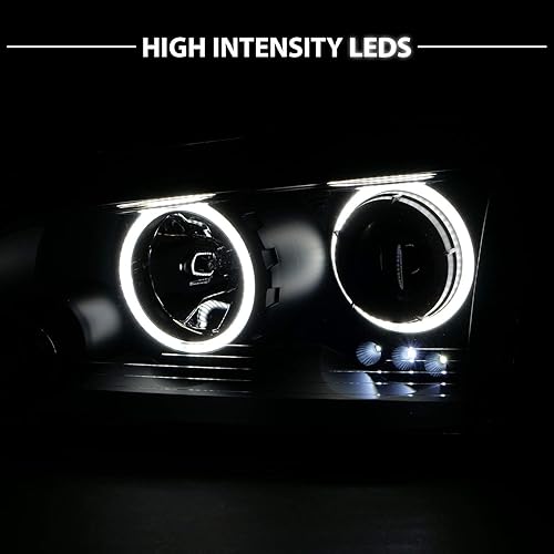 Miniatura 6 de AmeriLite Juego de faros delanteros de repuesto para Dodge Charger Dual Xtreme 2006-2010 con anillos de halo LED, color negro, lado del pasajero y